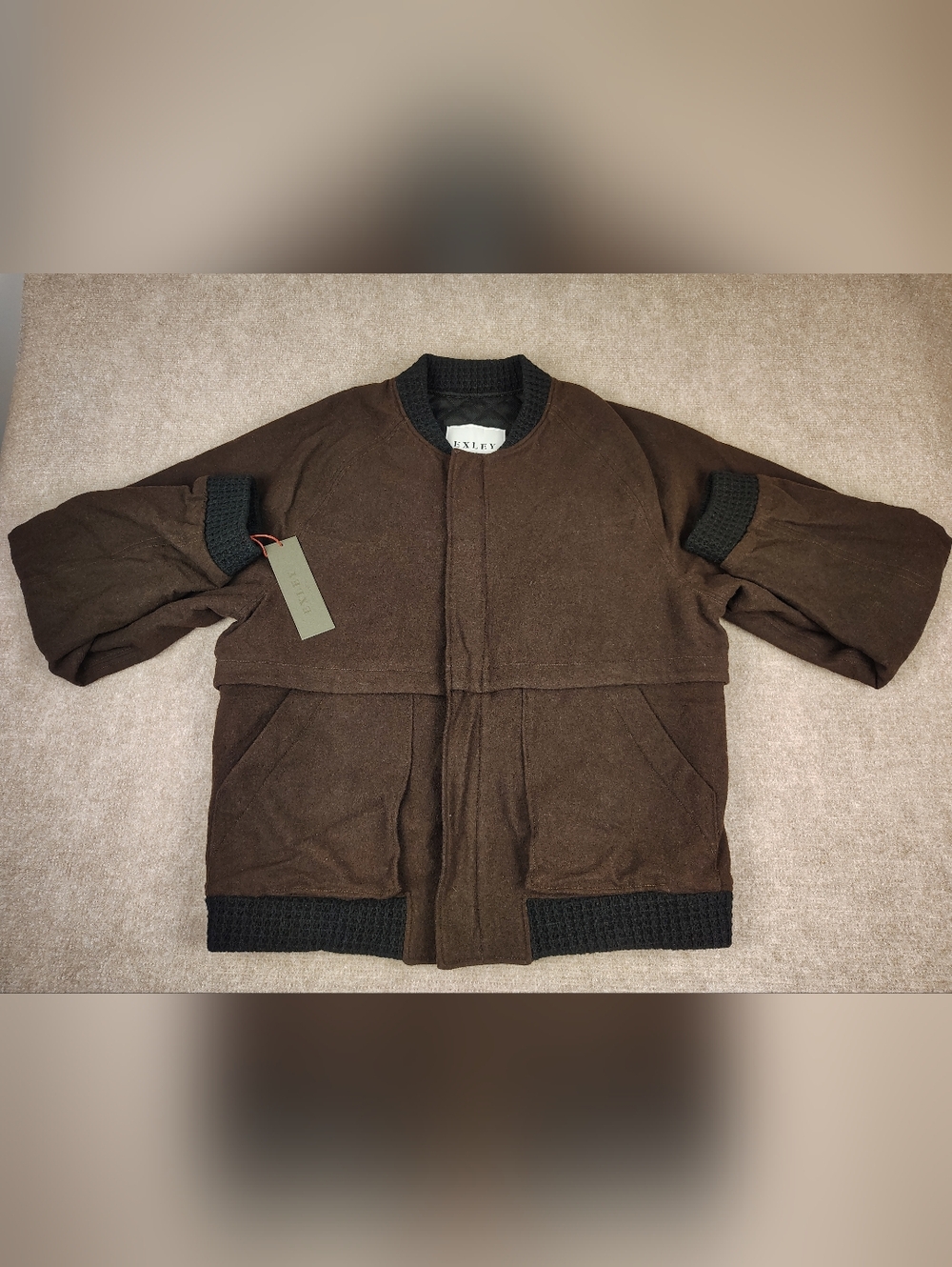 Men's Exley NB Burgun Full-Zip Wool Blend Flight Bomber Jacket Size M Made In US